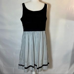 LOFT Black White Blue Sleeveless Sundress 14